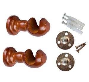 Soporte techo cortina madera 19 mm chocolate 2 un.