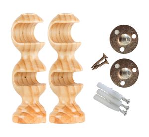 Soporte de cortina Doble madera 19/28 mm natural 2 un