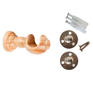 Soporte cortina simple madera 28 mm natural