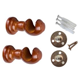 Soporte cortina simple madera 19 mm chocolate 2 un.