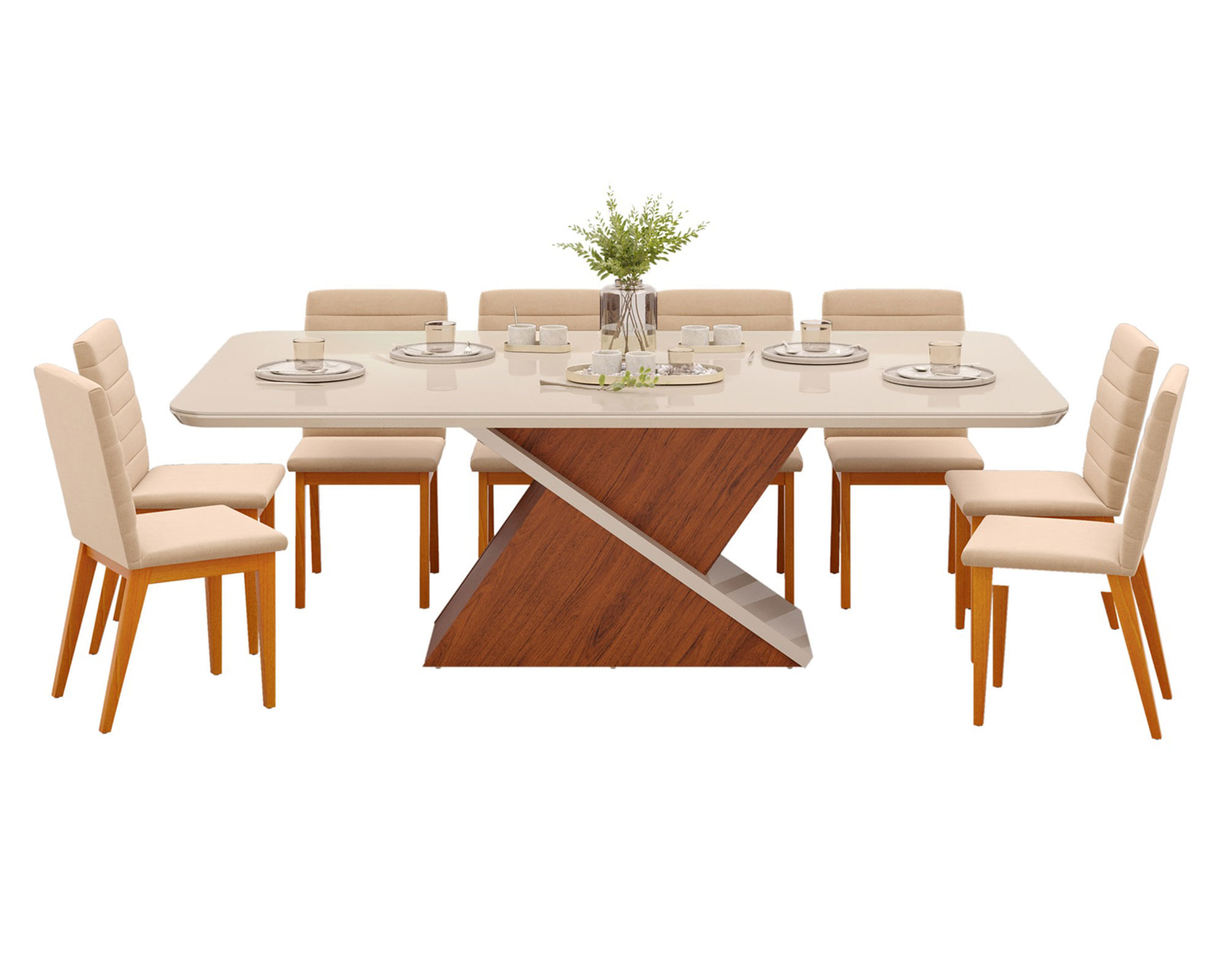 Di Poretti Design Comedor 8 sillas Zafira café 81.5x100x200 cm
