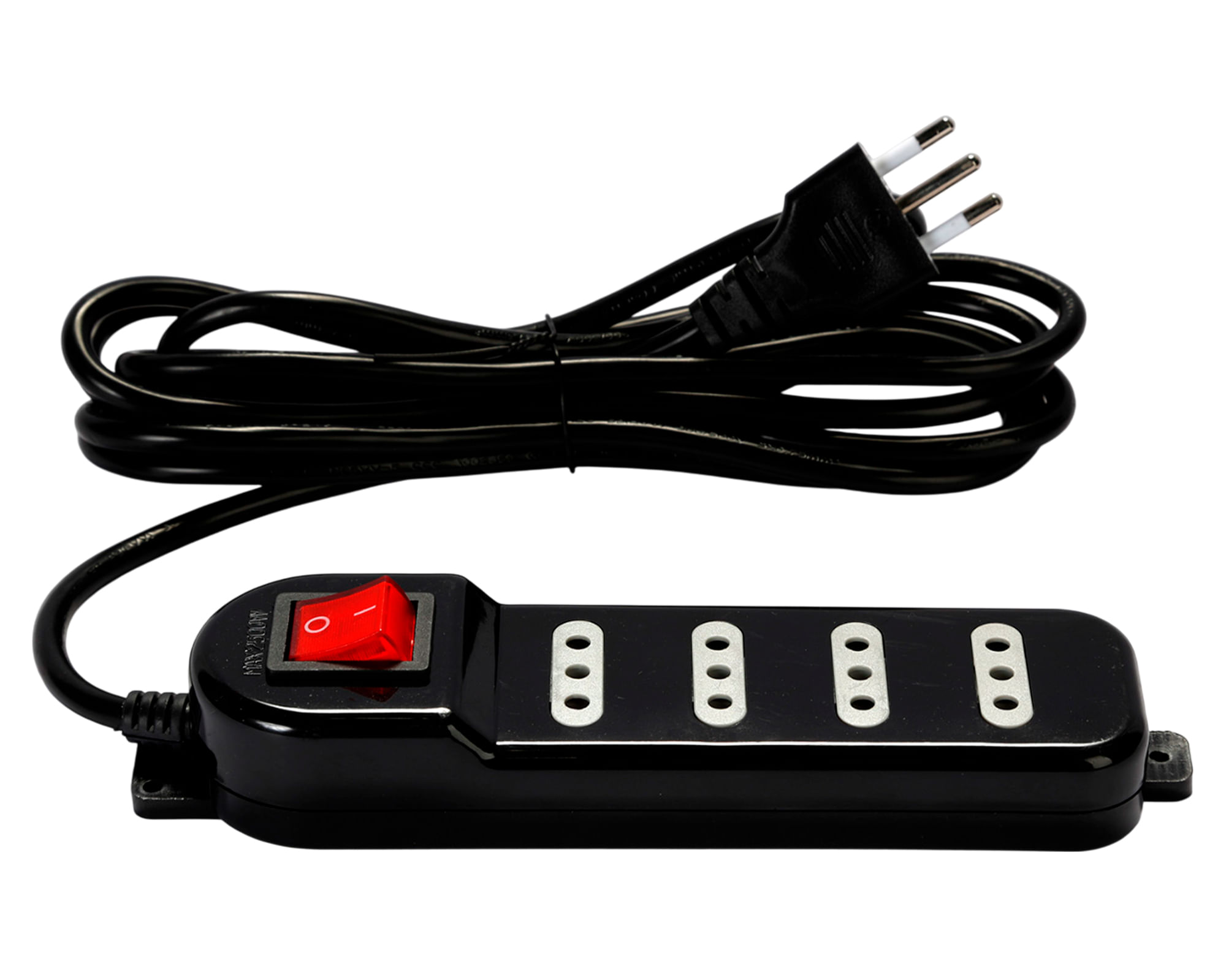 Alargador múltiple 4 posiciones 3 m 10A/250V negro