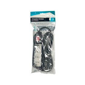 Alargador múltiple 4 posiciones 3 m 10A/250V negro