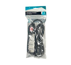 Alargador múltiple 4 posiciones 3 m 10A/250V negro