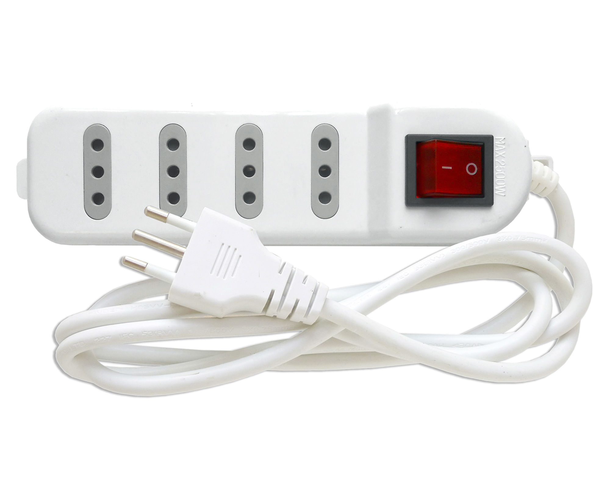 Alargador múltiple 4 posiciones 3 m 10A/250V blanco