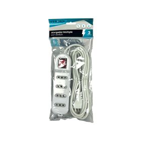 Alargador múltiple 4 posiciones 3 m 10A/250V blanco
