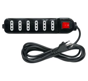 Alargador múltiple 6 posiciones 3 m 10A/250V negro