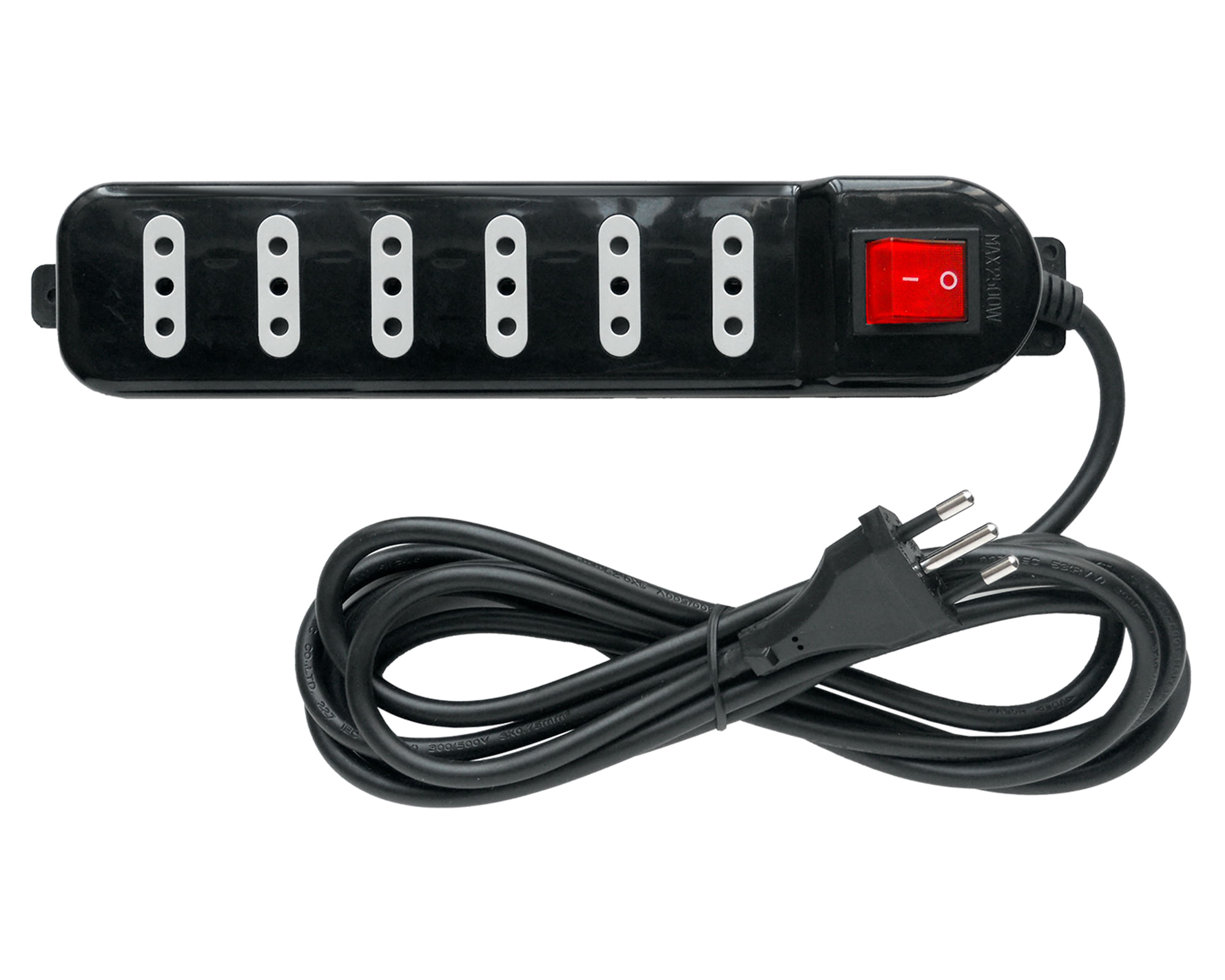 Alargador múltiple 6 posiciones 3 m 10A/250V negro
