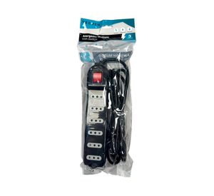 Alargador múltiple 6 posiciones 3 m 10A/250V negro