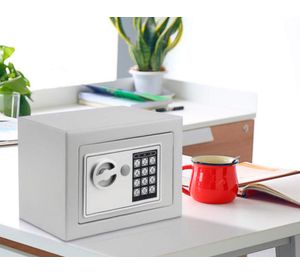 Caja de seguridad con teclado digital blanco 17x17x23.5 cm