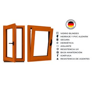 Ventana oscilobatiente 70x90 cm PVC alemán termopanel Blindex roble