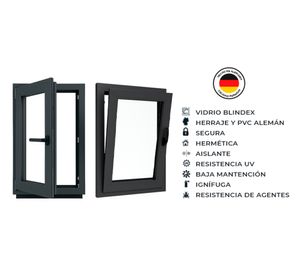 Ventana oscilobatiente PVC alemán termopanel Blindex 70x90 cm antracita