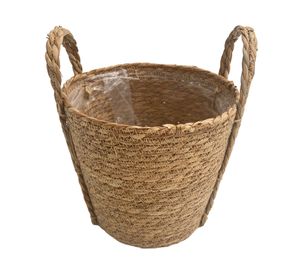 Maceta canasto natural con asa 33 cm