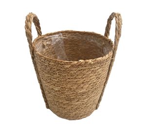 Maceta canasto natural con asa 23 cm