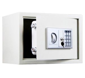 Caja de seguridad con teclado digital blanco 20x20x30 cm