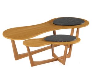 Mesa de centro ovalada Onda Dúo 36.5x134x59 cm café