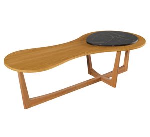 Mesa de centro ovalada Onda Dúo 36.5x134x59 cm café