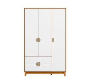 Clóset 3 puertas 2 cajones Ipe blanco/café 195x120x47 cm