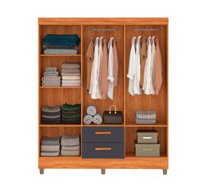 Clóset 6 puertas 2 cajones Lite gris/café 181x150x40 cm