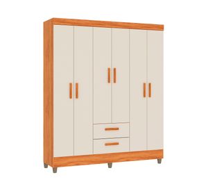 Clóset 6 puertas 2 cajones Lite off white/café 181x150x40 cm