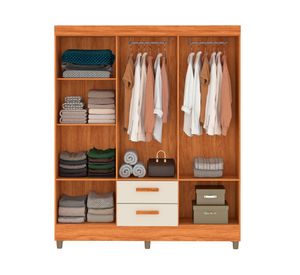 Clóset 6 puertas 2 cajones Lite off white/café 181x150x40 cm