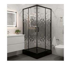 Shower door Recto Mosaic negro 80x80 cm