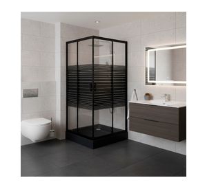 Shower door Recto Strava negro 80x80 cm
