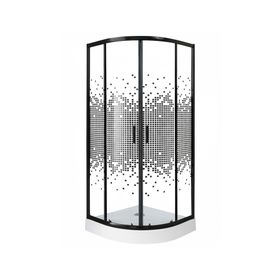 Shower door Curvo Mosaic negro 80x80 cm