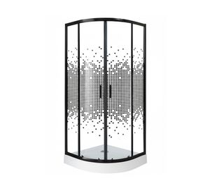Shower door Curvo Mosaic negro 80x80 cm