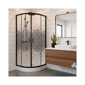 Shower door Curvo Mosaic negro 80x80 cm