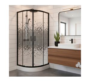 Shower door Curvo Mosaic negro 80x80 cm
