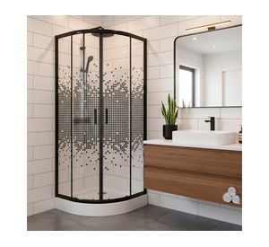 Shower door curvo Mosaic negro 70x70 cm