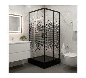 Shower door Recto Mosaic negro 70x70 cm