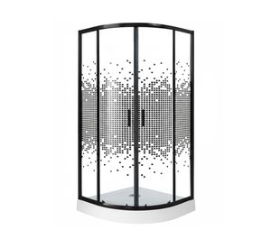Shower door curvo Mosaic negro 90x90 cm