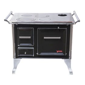 Cocina leña Tradicional negro 4 quemadores 90x60x70 cm