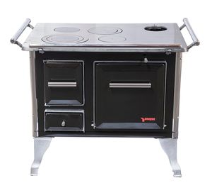 Cocina leña Tradicional negro 4 quemadores 90x60x70 cm