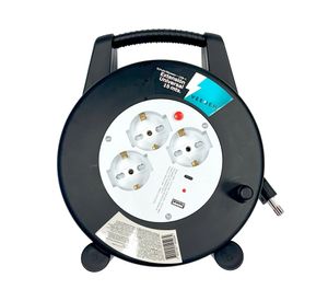 Carrete alargador 3 posiciones 15 m 10A 250V negro
