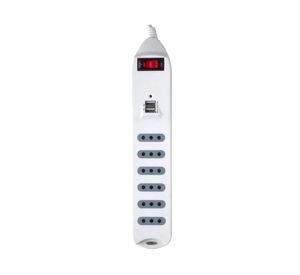 Alargador múltiple 6 posiciones 2 USB-A 5 m 10A 250V blanco
