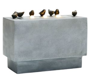 Fuente de agua Pájaros PM gris piedra 60x30x46 cm