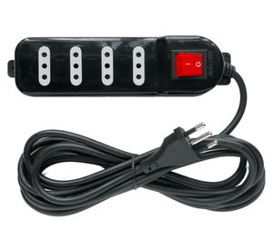 Alargador múltiple 4 posiciones 5 m 10A 250V negro