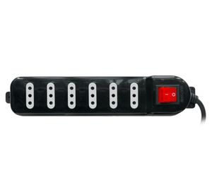 Alargador múltiple 6 posiciones 5 m 10A 250V negro