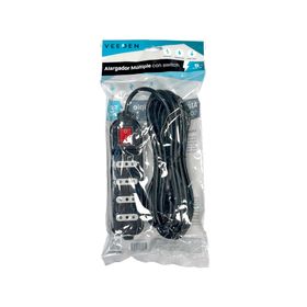 Alargador múltiple 4 posiciones 5 m 10A 250V negro