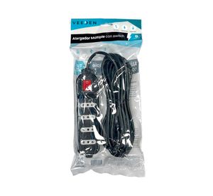 Alargador múltiple 4 posiciones 5 m 10A 250V negro