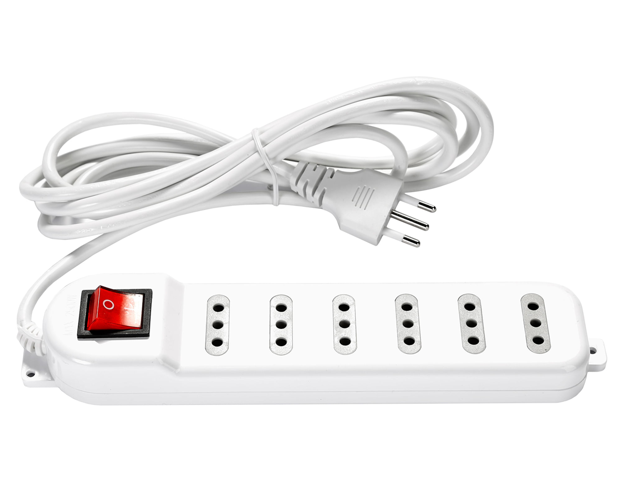 Alargador múltiple 6 posiciones 3 m 10A 250V blanco