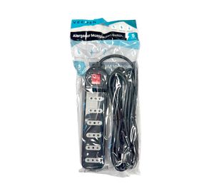 Alargador múltiple 6 posiciones 5 m 10A 250V negro