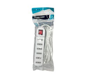 Alargador múltiple 6 posiciones 3 m 10A 250V blanco
