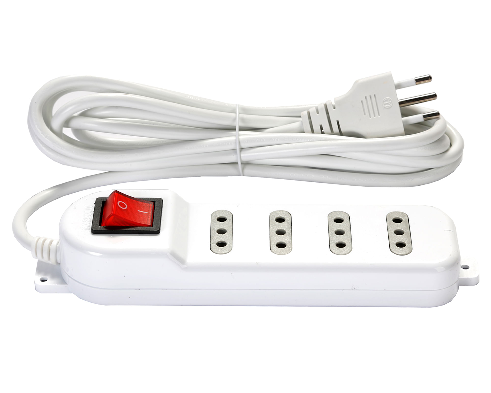 Alargador múltiple 4 posiciones 5 m 10A 250V blanco