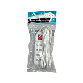 Alargador múltiple 4 posiciones 5 m 10A 250V blanco