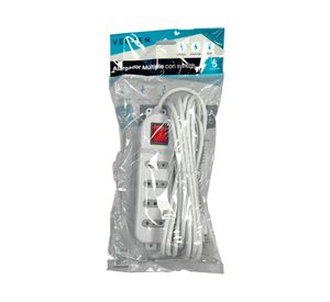 Alargador múltiple 4 posiciones 5 m 10A 250V blanco