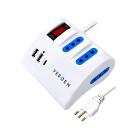 Alargador múltiple 3 posiciones 1 USB-C + 2 USB-A 2 m 10A 250V blanco